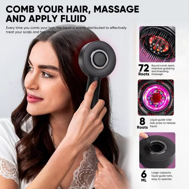 Alt view image 4 of 7 - 3-in-1 Scalp Massager & Hair Growth Oil Applicator,Rechargeable Scalp Brush