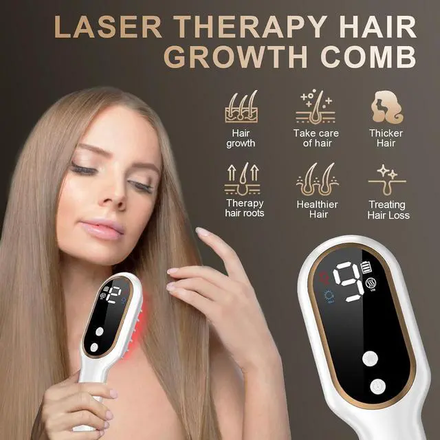 Alt view image 2 of 7 - Laser Hair Growth Comb, 650nm Red Light Therapy, White