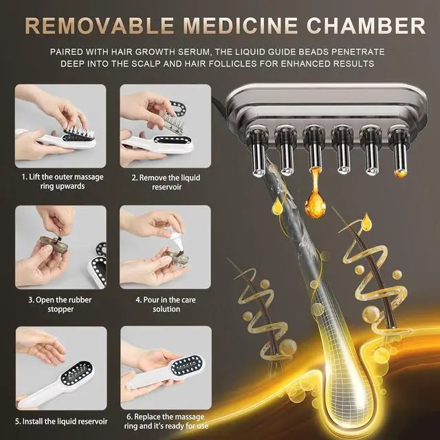 Alt view image 6 of 7 - Laser Hair Growth Comb, 650nm Red Light Therapy, White