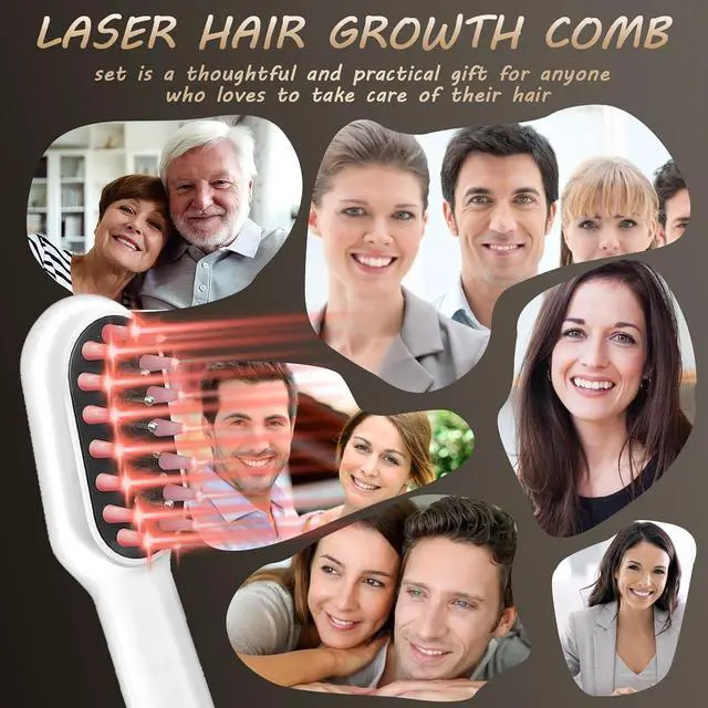 Alt view image 7 of 7 - Laser Hair Growth Comb, 650nm Red Light Therapy, White