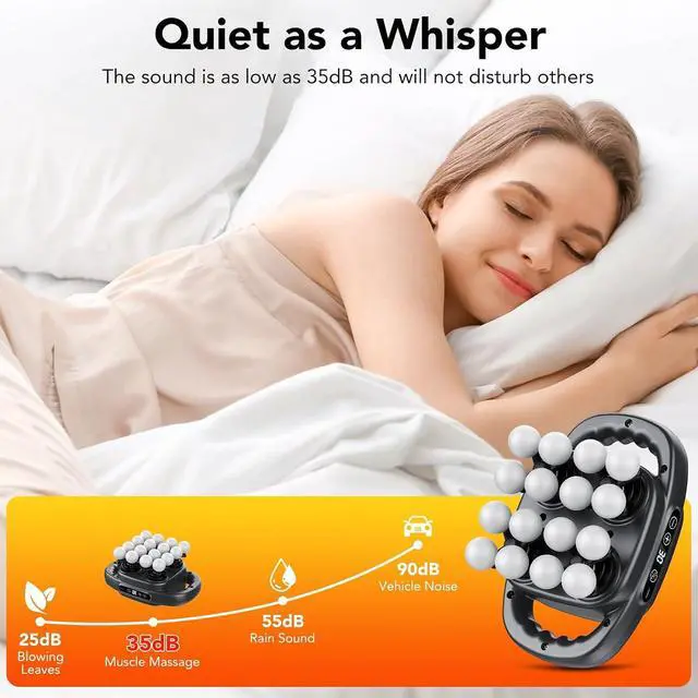Alt view image 4 of 7 - 16-Head Massage Gun, Deep Tissue Percussion Massager with 3 Modes & 30 Intensities, 3200mAh Battery Back Massager for Pain Relief, Quiet Handheld Massager (Dark Gray)