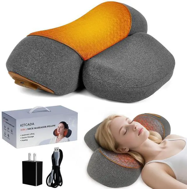Main image of Neck Massager Pillow - 3-in-1 Neck Pillow with Battery, Travel Neck Massager Pillow for Shoulder Pain Relief, Deep Tissue Pain Relief with Heat and Stretching, Neck Hump Corrector for Women