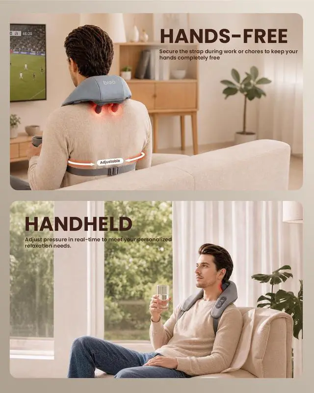 Alt view image 5 of 7 - N5mini Neck and Shoulder Massager with Heat,5D Shiatsu Kneading,Grey