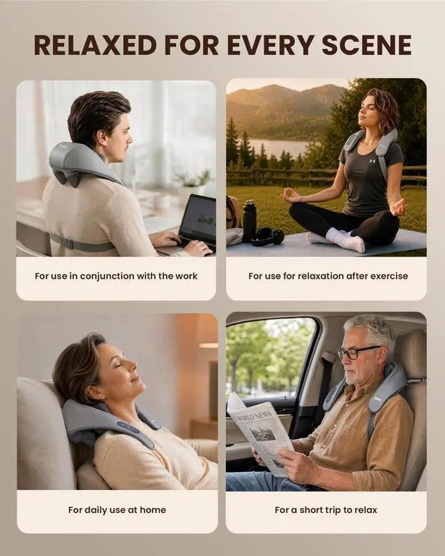 Alt view image 6 of 7 - N5mini Neck and Shoulder Massager with Heat,5D Shiatsu Kneading,Grey