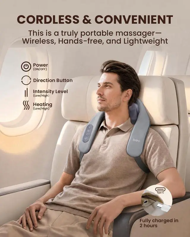 Alt view image 7 of 7 - N5mini Neck and Shoulder Massager with Heat,5D Shiatsu Kneading,Grey
