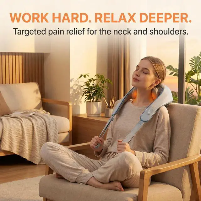 Alt view image 3 of 7 - Cordless Neck Massager, shiatsu neck and back massager,Heating Function
