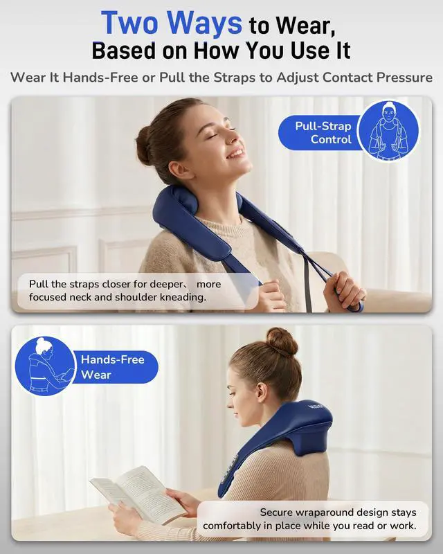 Alt view image 4 of 7 - Electric Shiatsu Neck and Shoulder Massager with Heat, Blue