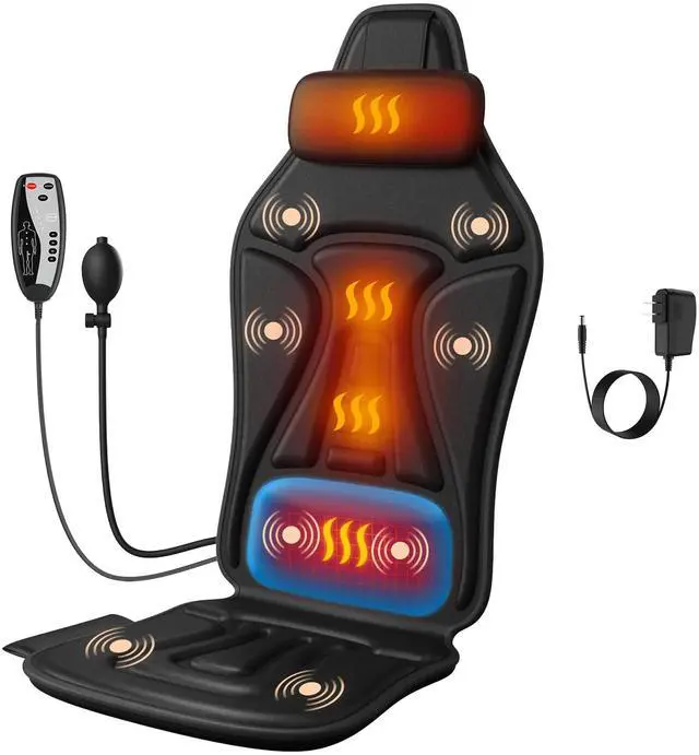 Main image of Vibration Massage Seat Cushion with Heat, Full Back & Neck Massager for Chair, 8 Motors Massage Pad with Adjustable Lumbar Support, Heated Chair Cushion for Office Home Recliner