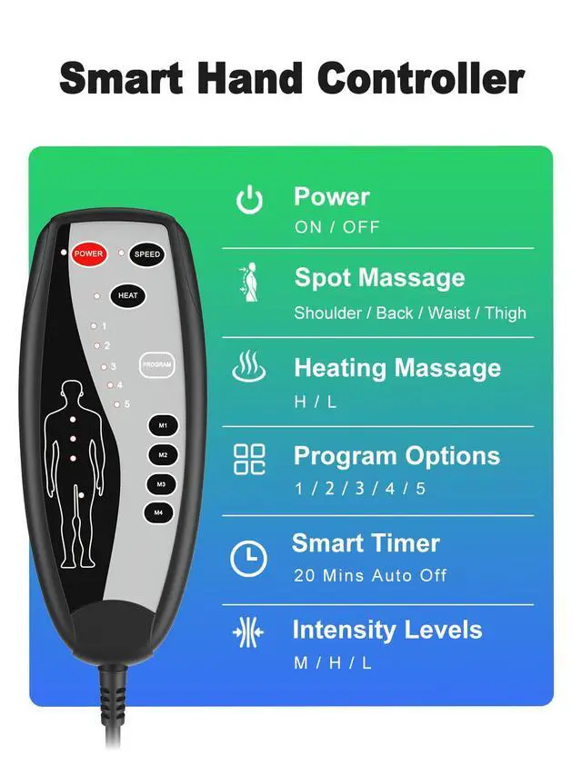 Alt view image 6 of 7 - Vibration Massage Seat Cushion with Heat, Full Back & Neck Massager for Chair, 8 Motors Massage Pad with Adjustable Lumbar Support, Heated Chair Cushion for Office Home Recliner