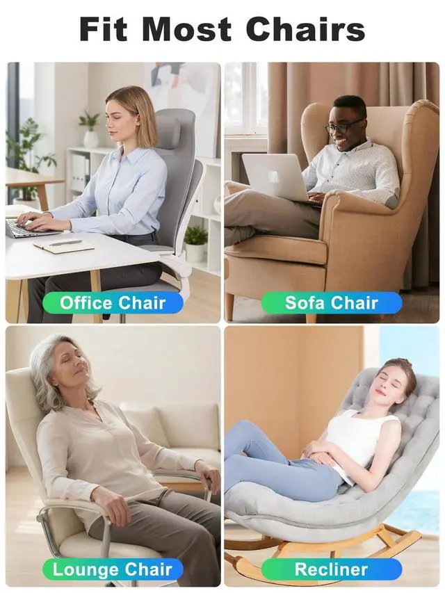 Alt view image 4 of 7 - Vibration Massage Seat Cushion with Heat, Full Back & Neck Massager for Chair, 8 Motors Massage Pad with Adjustable Lumbar Support, Heated Chair Cushion for Office Home Recliner