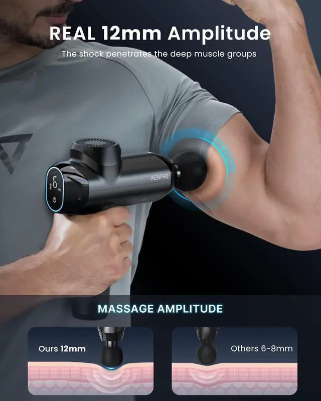 Alt view image 2 of 6 - Power Massage Gun Deep Tissue, 12mm Amplitude, Professional Massager