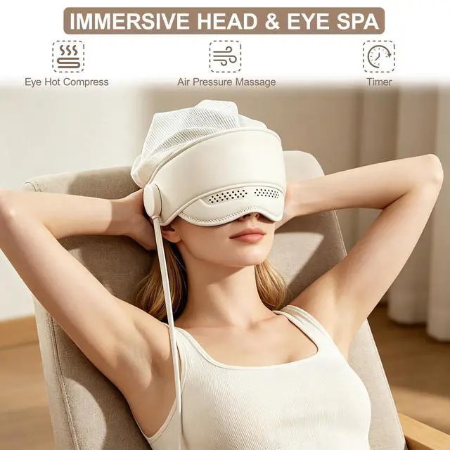 Alt view image 4 of 7 - Electric Head Massager for HeadachesElectric Rechargeable Head and Eye Massage Tool with 3 Heat Levels6-Zone Kneading Temple Massager, Migraine Relief Massager for Forehead,4 Massage Modes (White)
