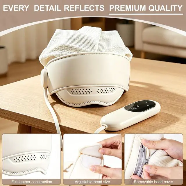 Alt view image 7 of 7 - Electric Head Massager for HeadachesElectric Rechargeable Head and Eye Massage Tool with 3 Heat Levels6-Zone Kneading Temple Massager, Migraine Relief Massager for Forehead,4 Massage Modes (White)