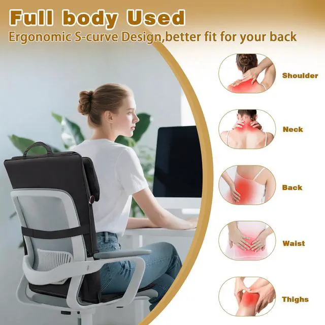 Alt view image 4 of 7 - Shiatsu Back Massager for Chair with Heat and Vibration