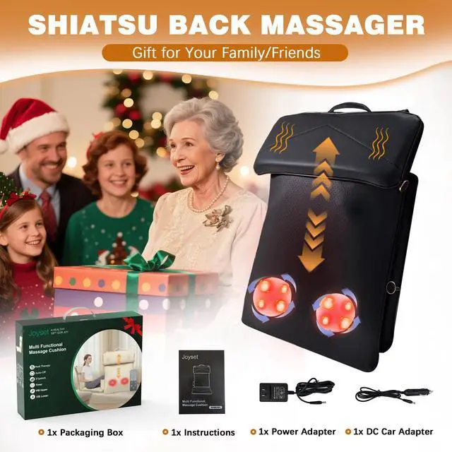 Alt view image 7 of 7 - Shiatsu Back Massager for Chair with Heat and Vibration