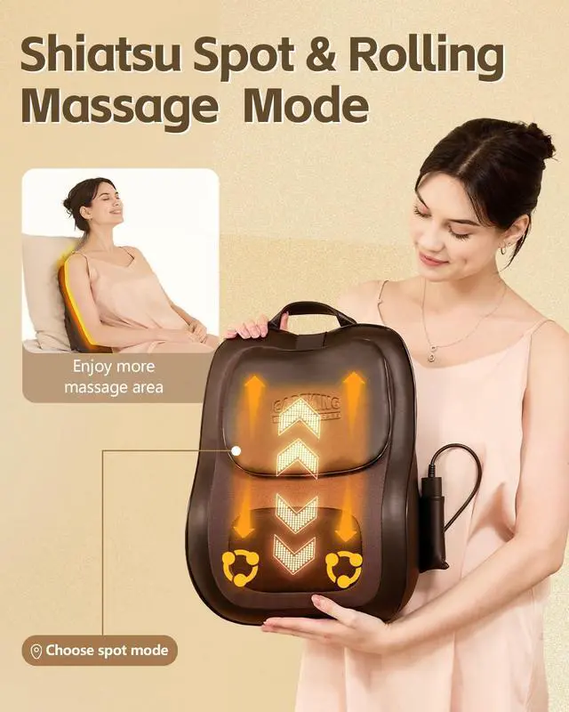 Alt view image 2 of 7 - Back Massager With Heat For Pain Relief, 3D Lower Back Massager Deep Tissue