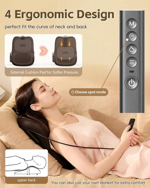 Alt view image 4 of 7 - Back Massager With Heat For Pain Relief, 3D Lower Back Massager Deep Tissue