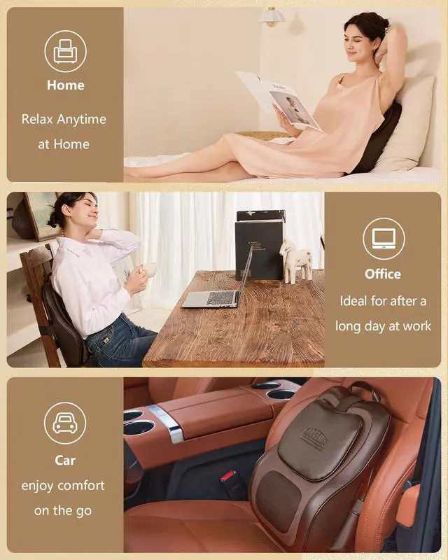 Alt view image 5 of 7 - Back Massager With Heat For Pain Relief, 3D Lower Back Massager Deep Tissue