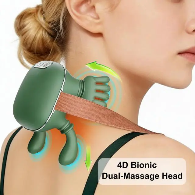 Alt view image 2 of 6 - Neck Massager with Heat, Deep Tissue Shoulder and Neck Massager for Pain Relief, 4D Human Hand Kneading Massage, Cordless Shiatsu Massager for Office Workers and Home Use