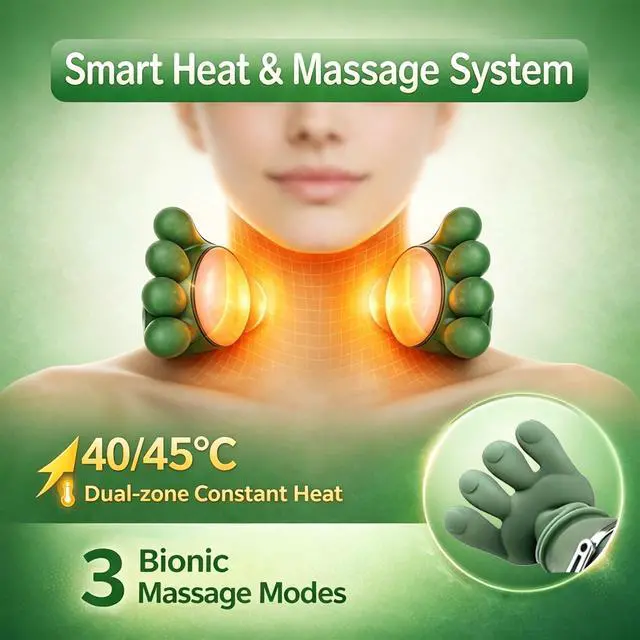 Alt view image 4 of 6 - Neck Massager with Heat, Deep Tissue Shoulder and Neck Massager for Pain Relief, 4D Human Hand Kneading Massage, Cordless Shiatsu Massager for Office Workers and Home Use