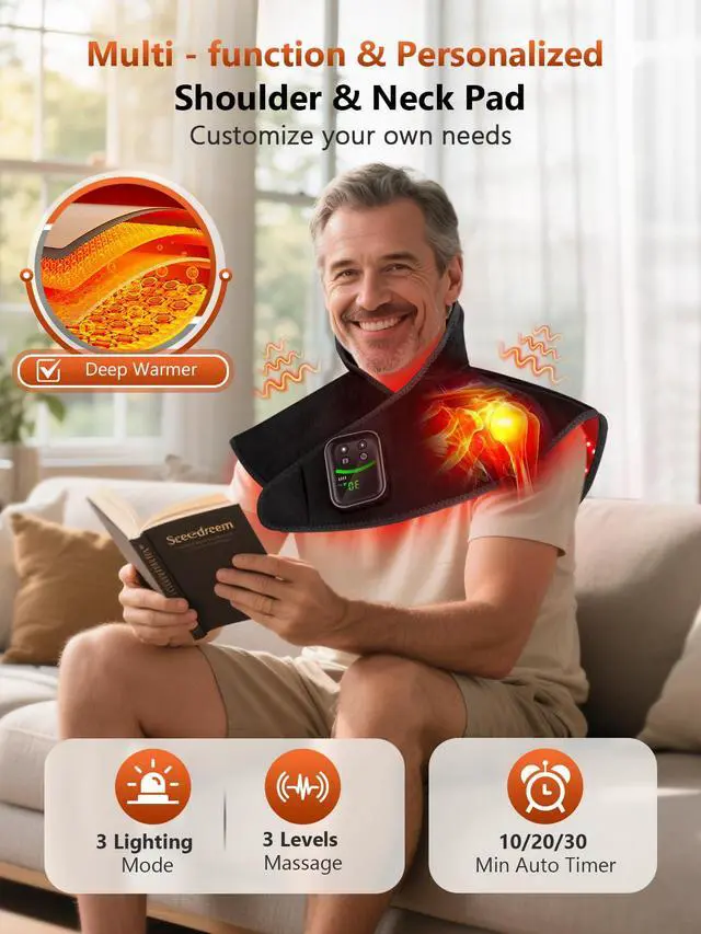 Alt view image 2 of 7 - Red Light Therapy for Neck & Shoulders Massage with Heat Portable