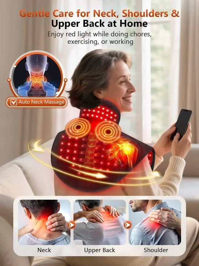 Alt view image 3 of 7 - Red Light Therapy for Neck & Shoulders Massage with Heat Portable