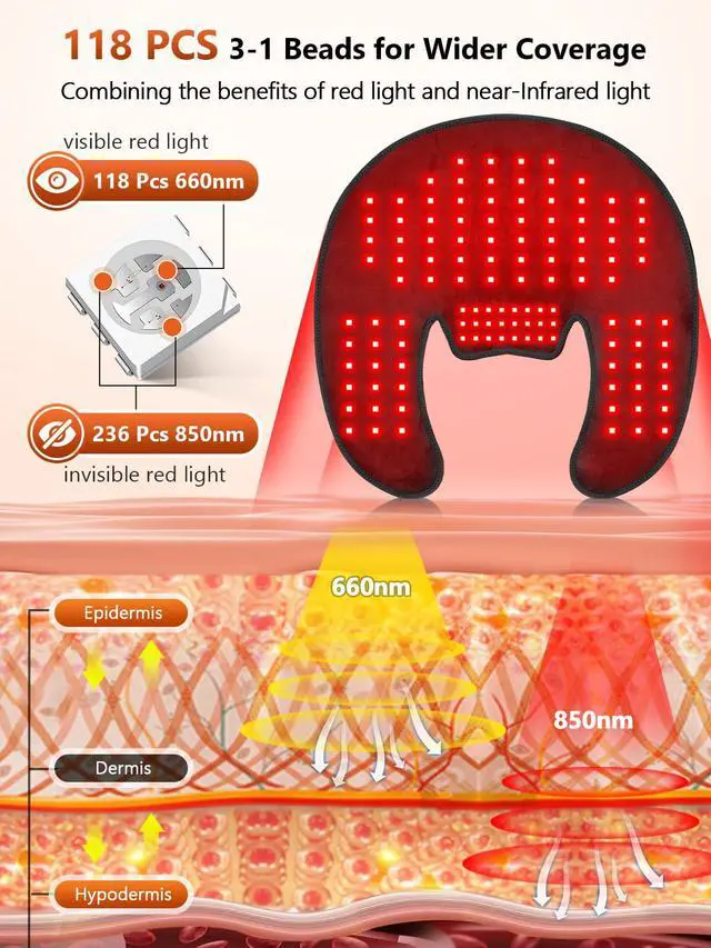Alt view image 5 of 7 - Red Light Therapy for Neck & Shoulders Massage with Heat Portable