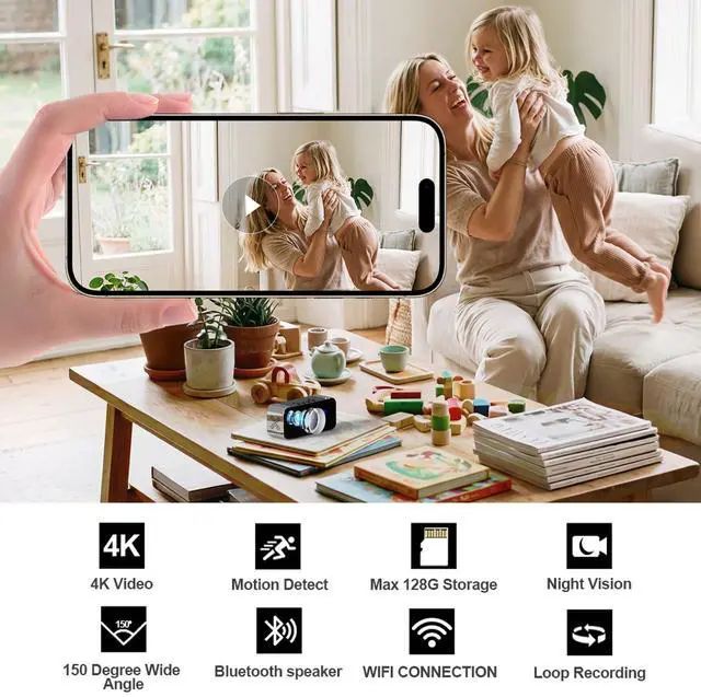 Alt view image 2 of 7 - Wireless Security Mini 4K HD Camera with Night Vision and Motion Detection