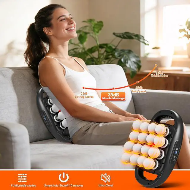 Alt view image 2 of 7 - Deep Tissue Massage Gun with 16 Massage Heads, 2600mAh Battery Back Muscle Massager with 9 Modes & Levels for Back, Shoulders, Legs, Foot, Body Muscle Relief