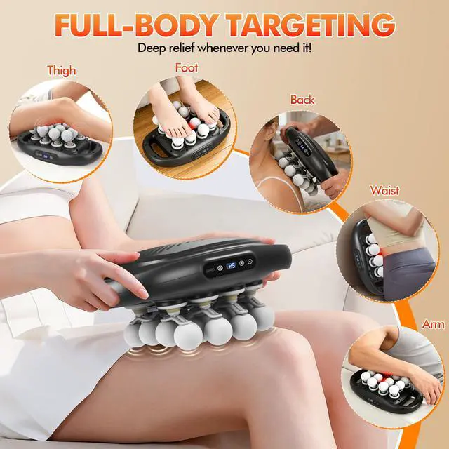 Alt view image 3 of 7 - Deep Tissue Massage Gun with 16 Massage Heads, 2600mAh Battery Back Muscle Massager with 9 Modes & Levels for Back, Shoulders, Legs, Foot, Body Muscle Relief