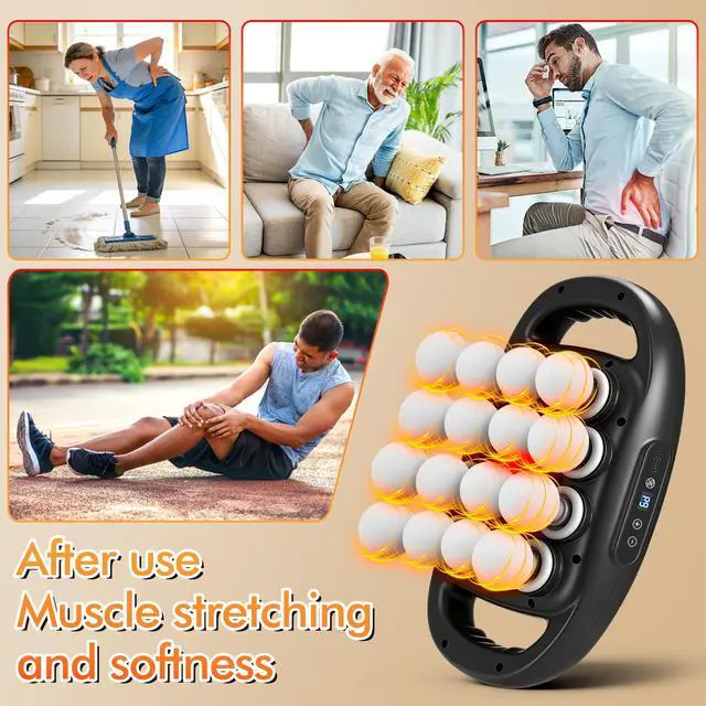 Alt view image 6 of 7 - Deep Tissue Massage Gun with 16 Massage Heads, 2600mAh Battery Back Muscle Massager with 9 Modes & Levels for Back, Shoulders, Legs, Foot, Body Muscle Relief