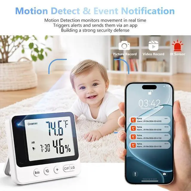 Alt view image 3 of 7 - Hidden WIFI Wireless Security MINI Camera, 4K Nanny Cam Clock 2.4G& 5G