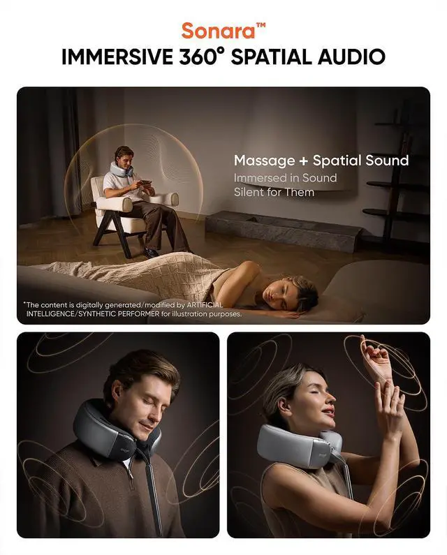 Alt view image 7 of 7 - Nest 10 Ultra Cordless Heated Neck Massager, 360° Spatial Audio