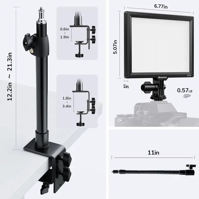 Alt view image 4 of 7 - 2Pack Streaming Key Light, LED Video Light Dimmable Bi-Color 3200-5600k Video Conference Lighting with Gooseneck Tubes Desk Light for Stream/Podcast/Gaming/Zoom Meetings/Broadcast/YouTube