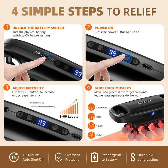Alt view image 7 of 7 - Muscle Massage Gun, Percussion Multiple Head for Shoulder Pain Relief