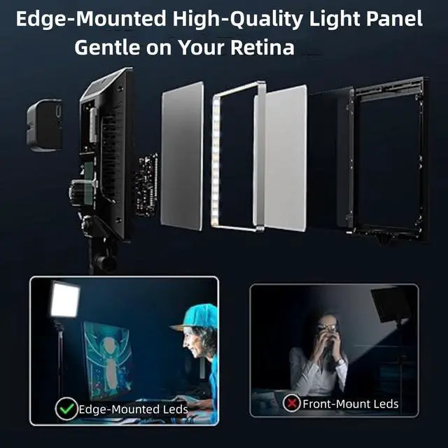 Alt view image 5 of 7 - 2Pack Streaming Key Light, LED Video Light Dimmable Bi-Color 3200-5600k Video Conference Lighting with Gooseneck Tubes Desk Light for Stream/Podcast/Gaming/Zoom Meetings/Broadcast/YouTube