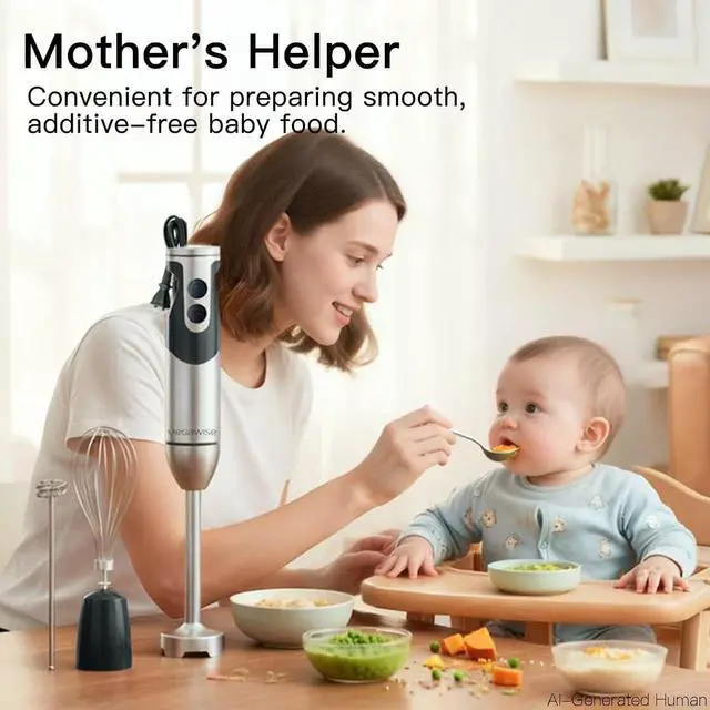 Alt view image 2 of 6 - Hand Blender, Immersion Blender Handheld 12-Speed with 80% Sharper Blades, Titanium Reinforced Stainless Steel 3-in-1 Immersion Blender,Includes Whisk and Milk Frother (3-in 1 Black)