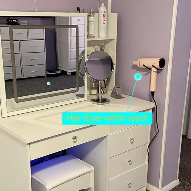Alt view image 3 of 7 - Universal Hair Dryer Holder Wall Mount, Blow Dryer Holder Rack, Hair Tool Organizer for Bathroom & Bedroom Hair Care & Styling Tools Storage and Organizer - Adhesive/Drilling Installation