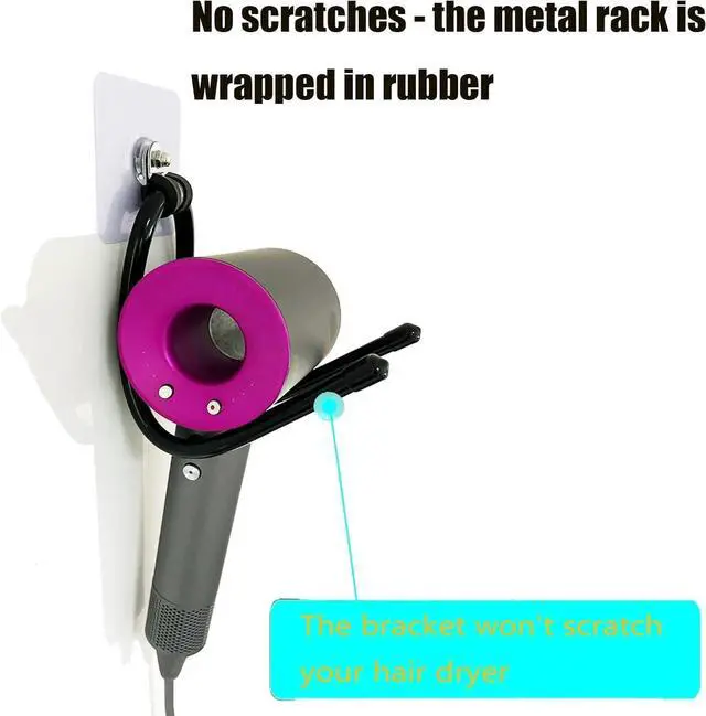 Alt view image 4 of 7 - Universal Hair Dryer Holder Wall Mount, Blow Dryer Holder Rack, Hair Tool Organizer for Bathroom & Bedroom Hair Care & Styling Tools Storage and Organizer - Adhesive/Drilling Installation