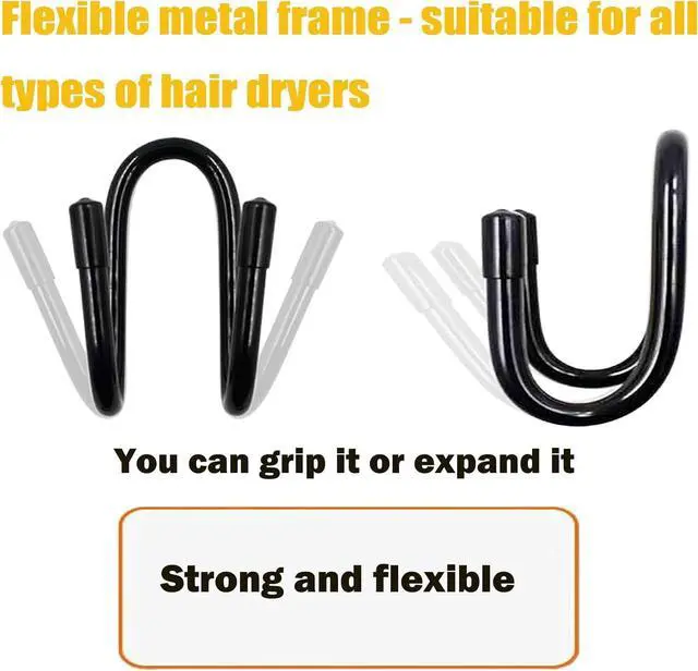 Alt view image 5 of 7 - Universal Hair Dryer Holder Wall Mount, Blow Dryer Holder Rack, Hair Tool Organizer for Bathroom & Bedroom Hair Care & Styling Tools Storage and Organizer - Adhesive/Drilling Installation