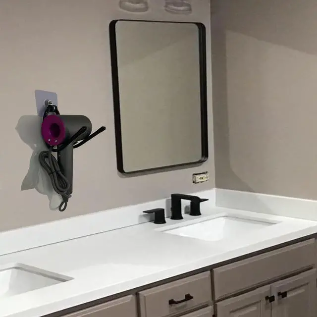 Alt view image 6 of 7 - Universal Hair Dryer Holder Wall Mount, Blow Dryer Holder Rack, Hair Tool Organizer for Bathroom & Bedroom Hair Care & Styling Tools Storage and Organizer - Adhesive/Drilling Installation