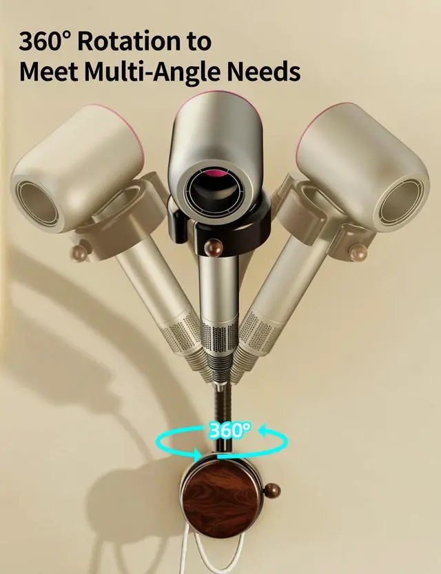 Alt view image 3 of 7 - Hands-Free Suction Cup Hair Dryer Holder Wall Mount No Drill Installation, 360° Flexible , Fits Most Hair Dryers, PC & Cord Management, Bathroom Organizer for Home & Hotel, Gift for Women/Mom