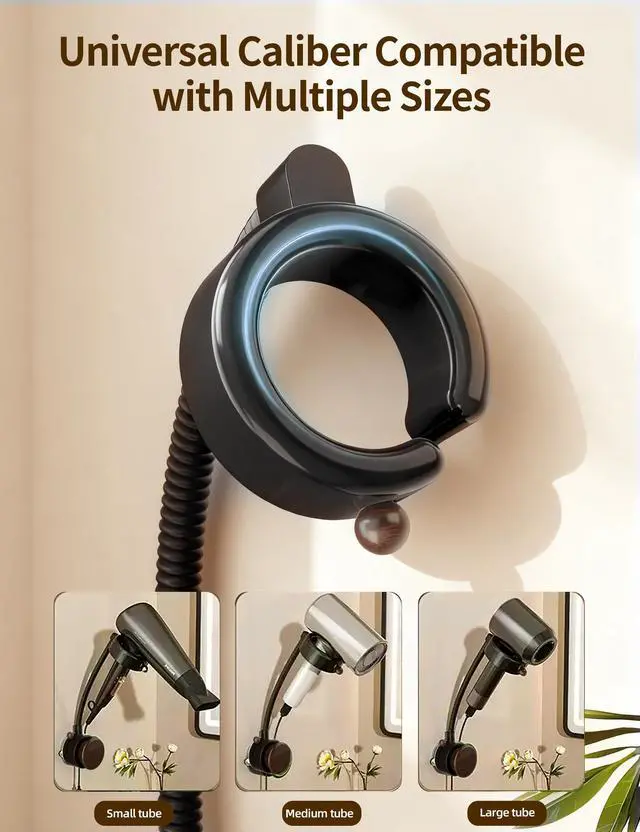 Alt view image 5 of 7 - Hands-Free Suction Cup Hair Dryer Holder Wall Mount No Drill Installation, 360° Flexible , Fits Most Hair Dryers, PC & Cord Management, Bathroom Organizer for Home & Hotel, Gift for Women/Mom