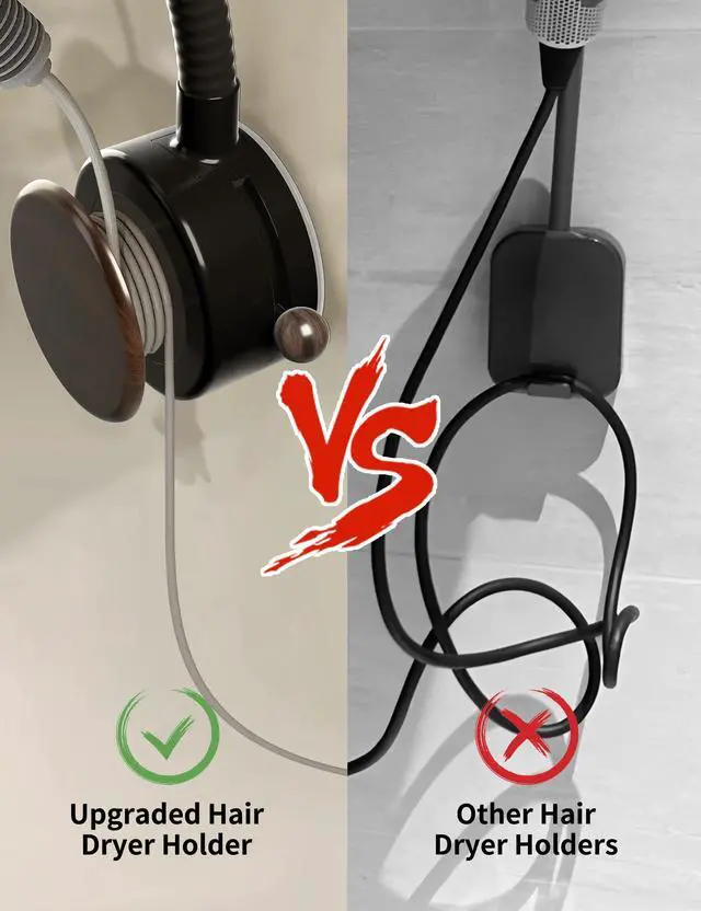 Alt view image 6 of 7 - Hands-Free Suction Cup Hair Dryer Holder Wall Mount No Drill Installation, 360° Flexible , Fits Most Hair Dryers, PC & Cord Management, Bathroom Organizer for Home & Hotel, Gift for Women/Mom