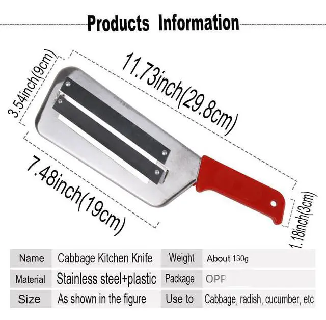 Alt view image 2 of 7 - Cabbage Kitchen Knife Slicer Chopper Shredder Sauerkraut Cutter Coleslaw Grater (Red)