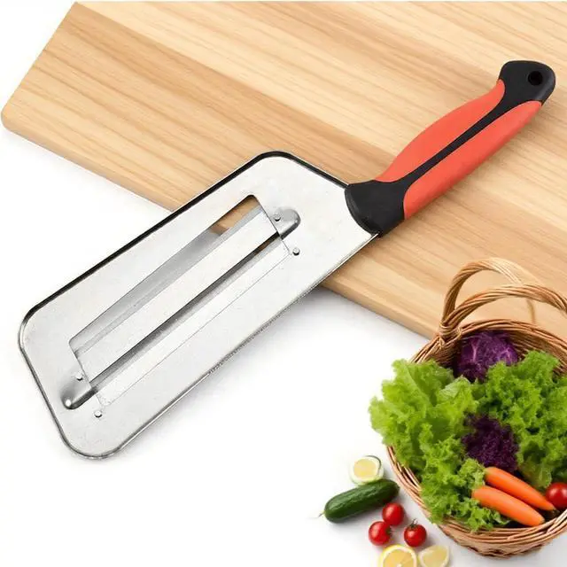 Alt view image 2 of 7 - Stainless Steel Cabbage Shredder & Chopper, Sharp Kitchen Slicer for Coleslaw, Sauerkraut & Lettuce, Handheld Grater with Non-Slip Grip, Multifunctional Vegetable Cutter for Salad Prep (Red)