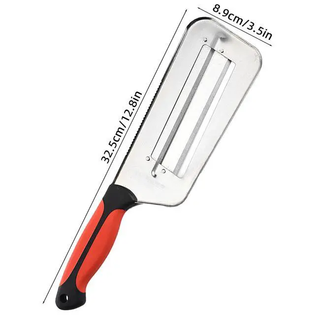 Alt view image 5 of 7 - Stainless Steel Cabbage Shredder & Chopper, Sharp Kitchen Slicer for Coleslaw, Sauerkraut & Lettuce, Handheld Grater with Non-Slip Grip, Multifunctional Vegetable Cutter for Salad Prep (Red)