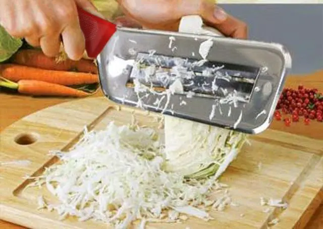 Alt view image 7 of 7 - Cabbage Kitchen Knife Slicer Chopper Shredder Sauerkraut Cutter Coleslaw Grater (Red)