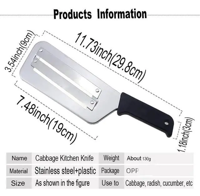 Alt view image 2 of 7 - Cabbage Kitchen Knife Slicer Chopper Shredder Sauerkraut Cutter Coleslaw Grater (Black)