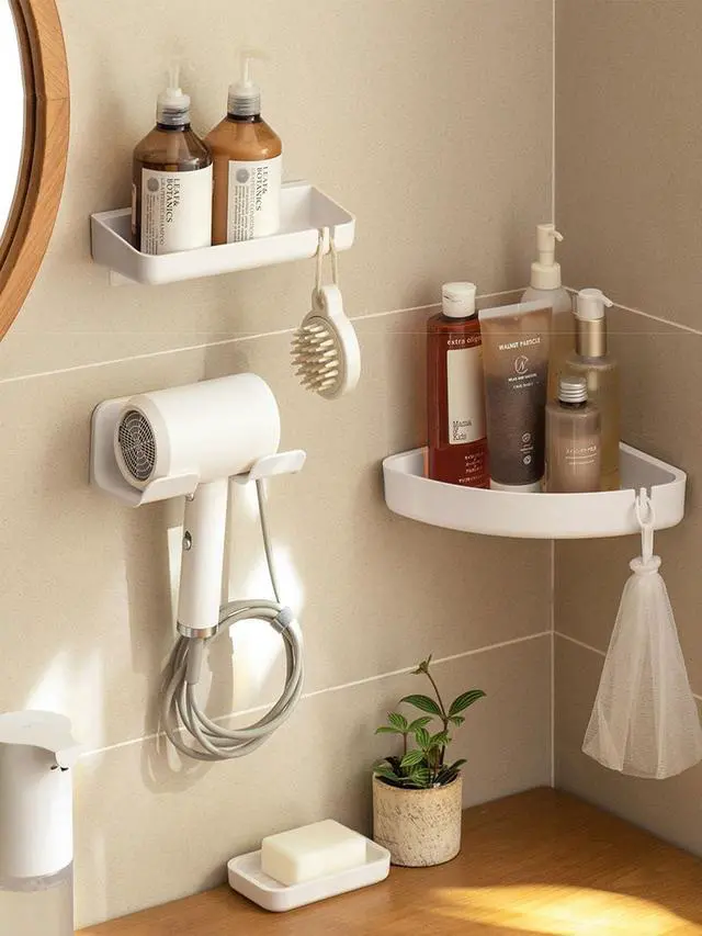 Alt view image 4 of 6 - Universal Hair Dryer Holder, Self Adhesive Wall Mount, White
